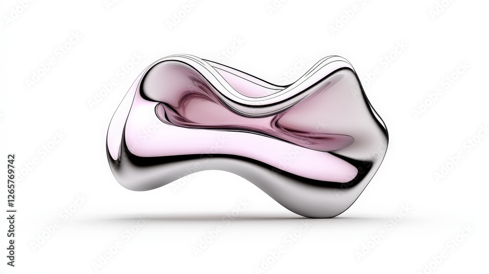 Abstract Metallic Shape with Smooth Curves and Subtle Pink Hue Abstract Metallic Shape with Smooth Curves and Subtle Pink Hue