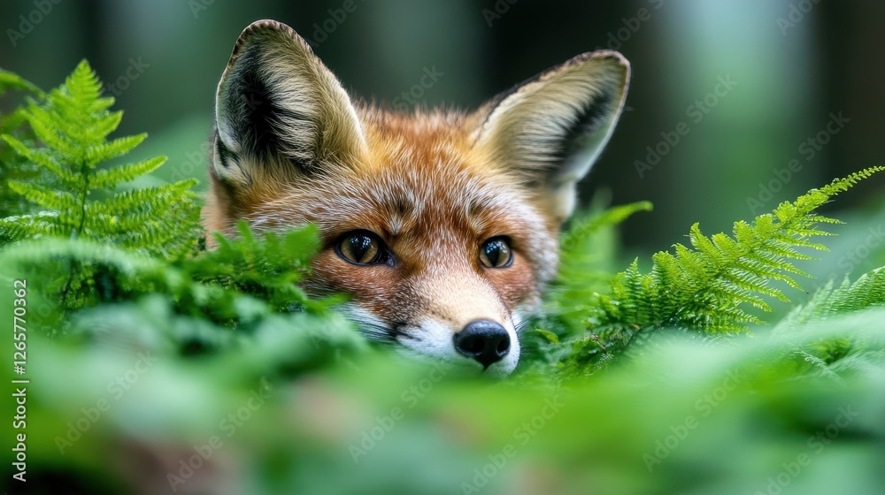 A vibrant fox peeks out from amidst thick green foliage, symbolizing the intrigue and beauty of wildlife, as well as the deep connection between nature and emotion in harmony. A vibrant fox peeks out from amidst thick green foliage, symbolizing the intrigue and beauty of wildlife, as well as the deep connection between nature and emotion in harmony.