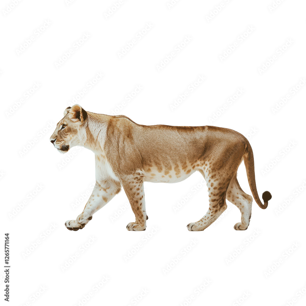 Obraz premium Elegant lioness walking gracefully in studio background shot