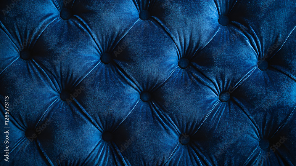 Obraz premium Luxurious deep blue tufted velvet texture