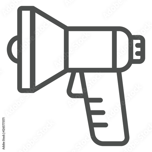 Electric horn with loudspeaker line icon, advertizing tool concept. Vector graphics. Loud speaker device sign on white background, outline style icon for mobile or web design.