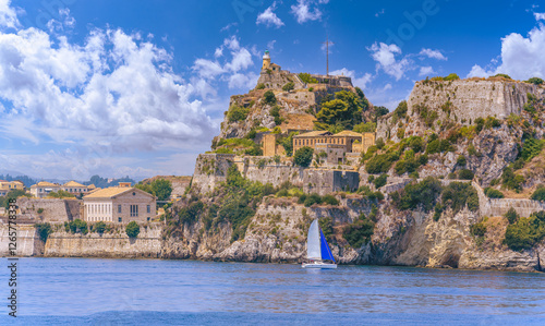 Fotografi The Old Fortress of Kerkyra in Corfu, Greece.