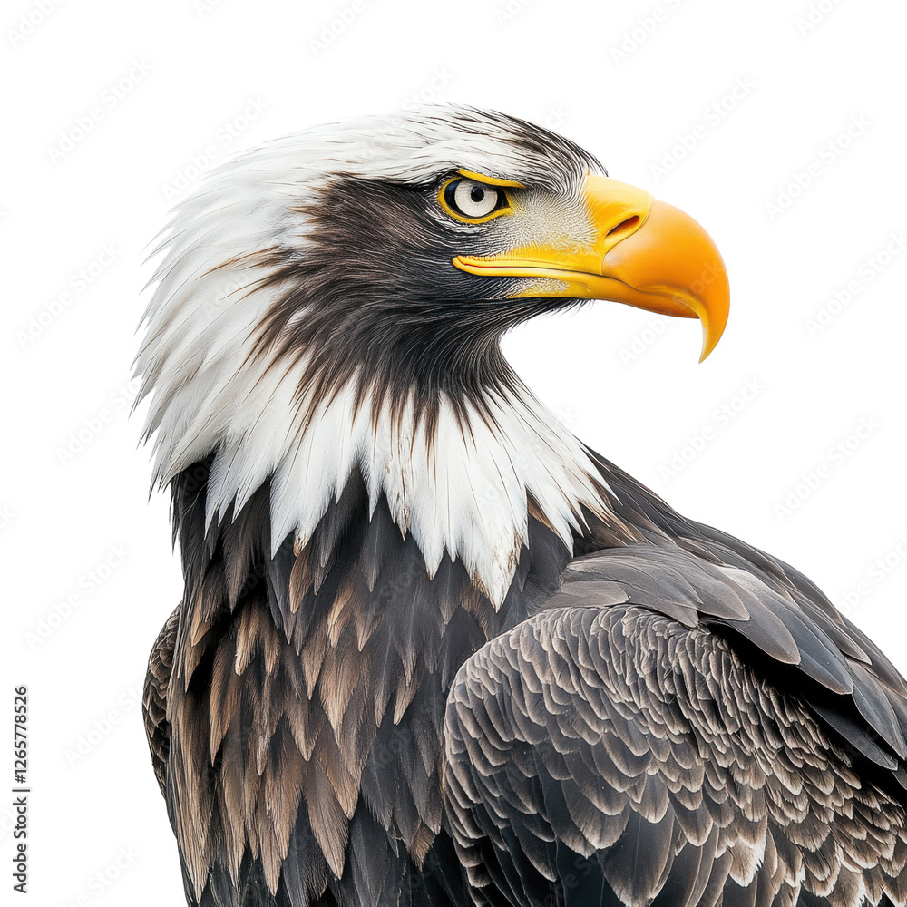 Obraz premium Stellers sea eagle profile detailed dramatic powerful on white