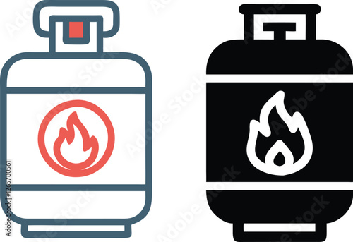 Gas Cylinder with Fire Symbol - Flammable Hazard Icon