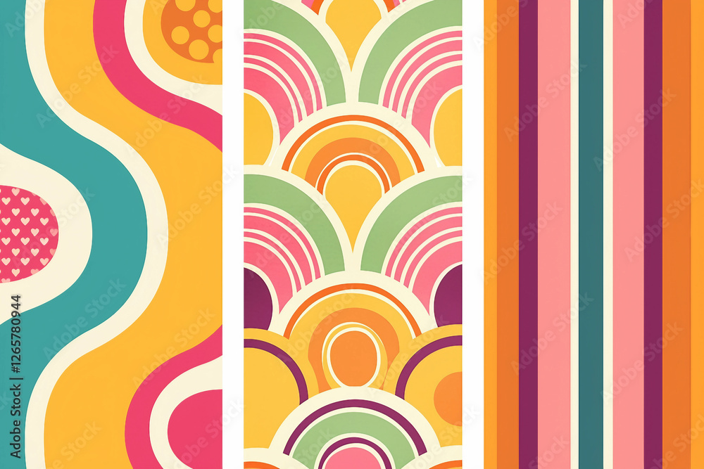 Fototapeta premium Retro generative AI artwork featuring beautiful geometric patterns in warm tones for creative graphic design