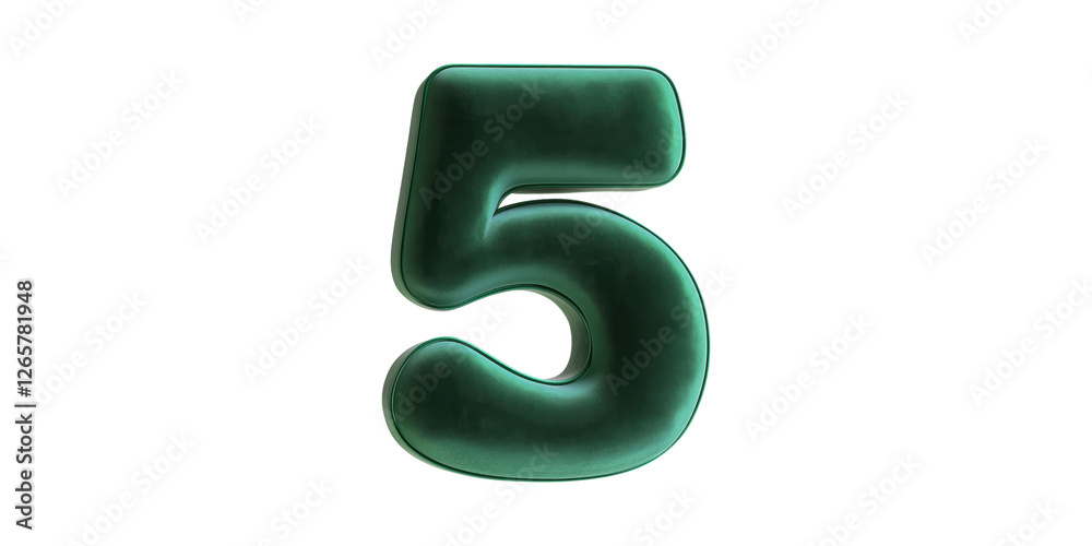 Green velvet number 5 isolated on transparent background Green velvet number 5 isolated on transparent background