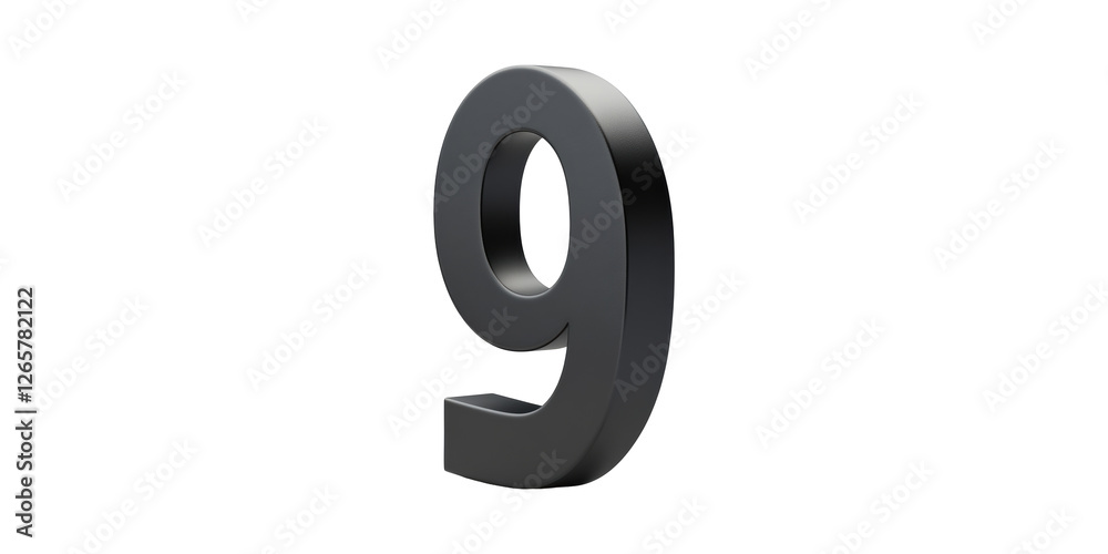 Metallic number nine digit isolated on transparent background Metallic number nine digit isolated on transparent background