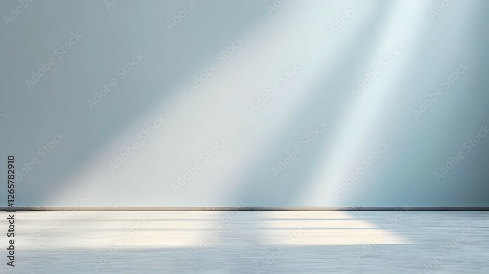 Empty Room with Light Beams on Grey Wall and Concrete Floor Empty Room with Light Beams on Grey Wall and Concrete Floor