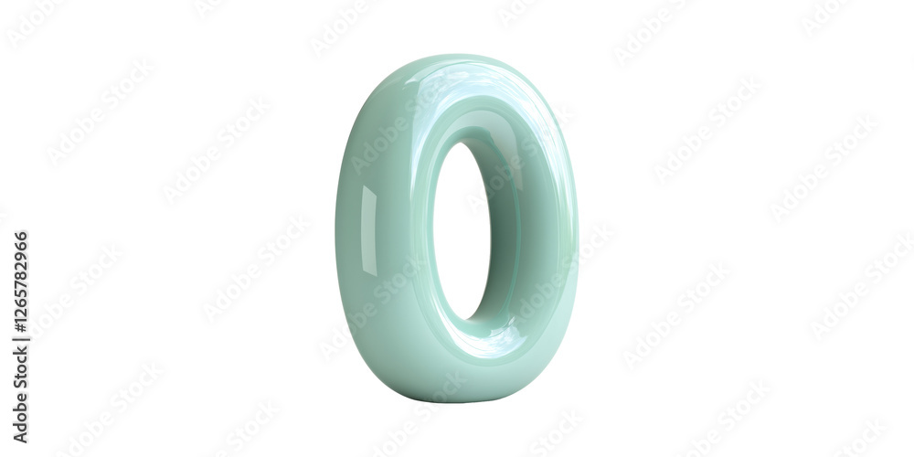 Glossy teal zero shaped inflatable ring isolated on transparent background Glossy teal zero shaped inflatable ring isolated on transparent background