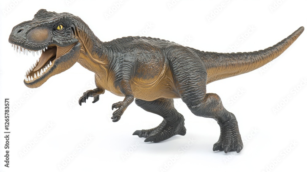 Close-up of a T-Rex figurine with sharp teeth, showcasing its fierce and prehistoric essence. Close-up of a T-Rex figurine with sharp teeth, showcasing its fierce and prehistoric essence.