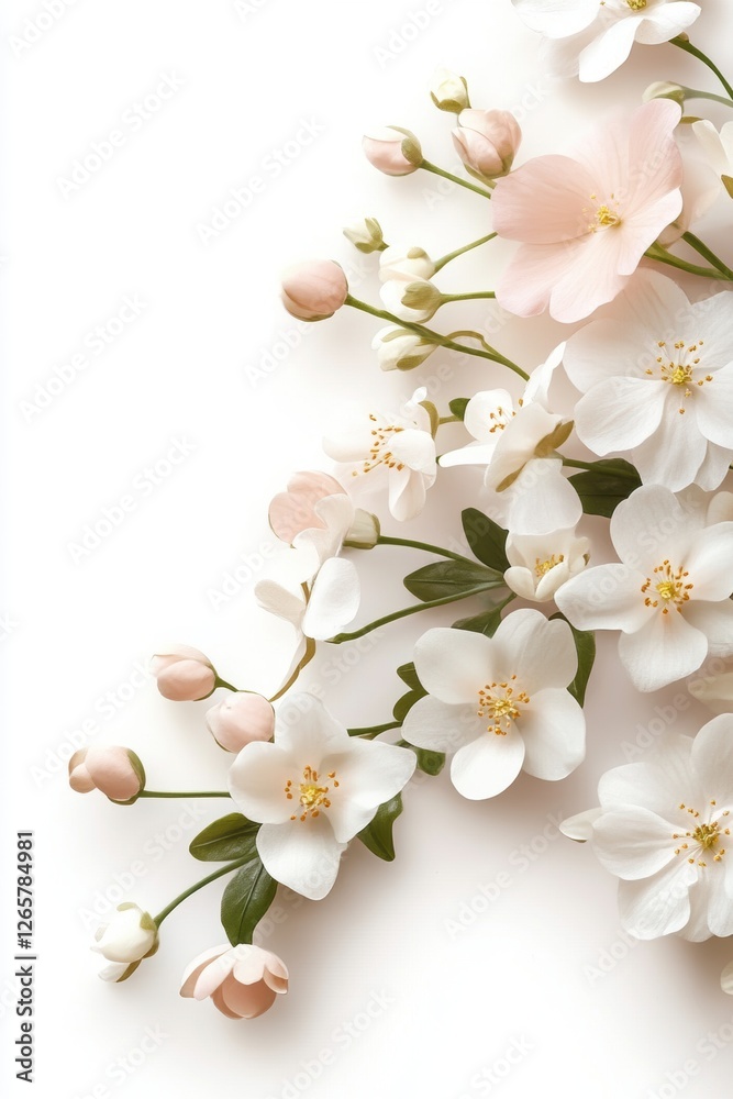 Fototapeta premium Beautiful background template made of Spring flowers.