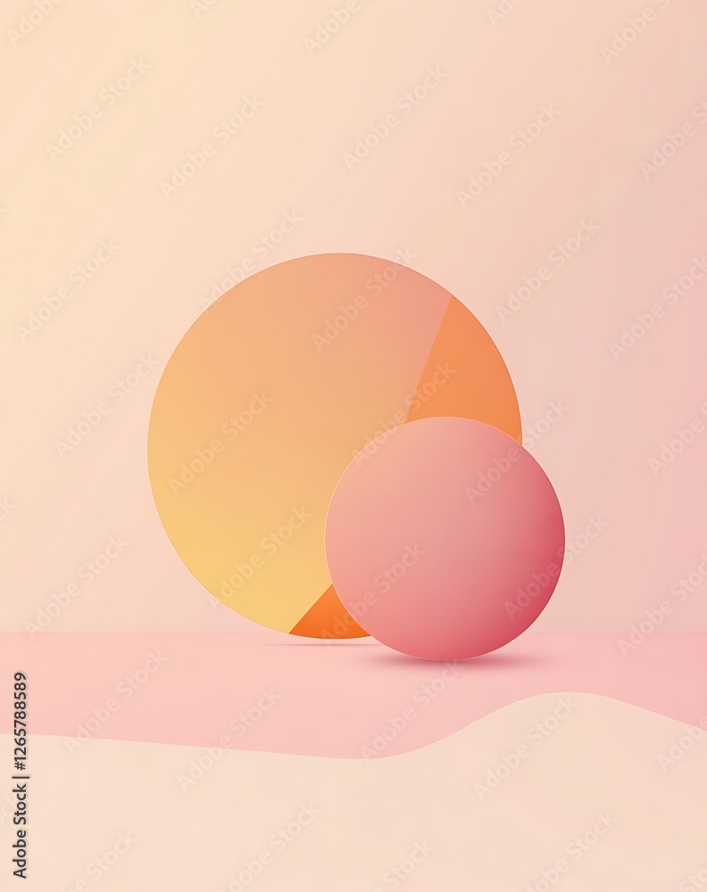Fototapeta premium Minimalist boho style Abstract background with abstract shape in soft pink and yellow