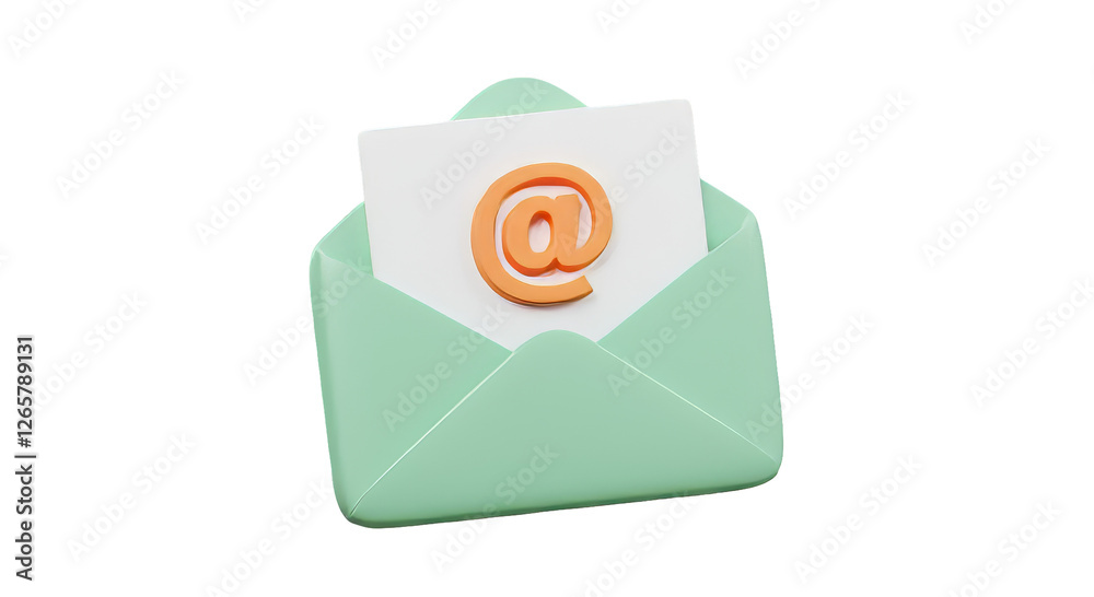 at sign 3d on envelop , Email at sign 3d on envelop , Email