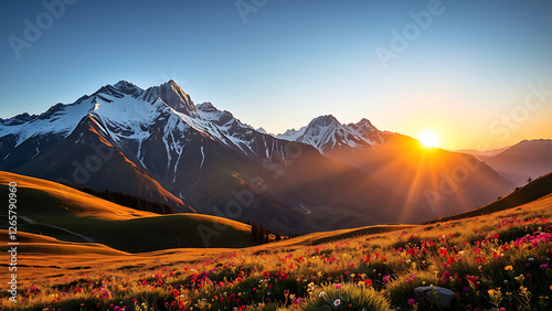 sunset in the mountains