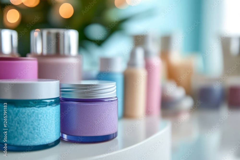 various cosmetic creams are on the table in the cosmetologist's office. various cosmetic creams are on the table in the cosmetologist's office.
