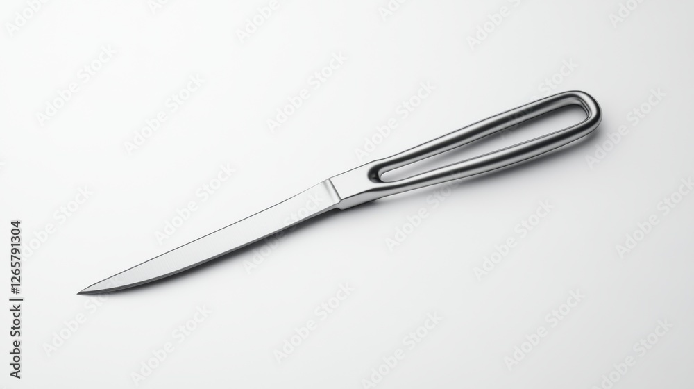Sleek Stainless Steel Dinner Knife on Minimalist Background for Elegant Table Setting and Culinary Presentation Sleek Stainless Steel Dinner Knife on Minimalist Background for Elegant Table Setting and Culinary Presentation