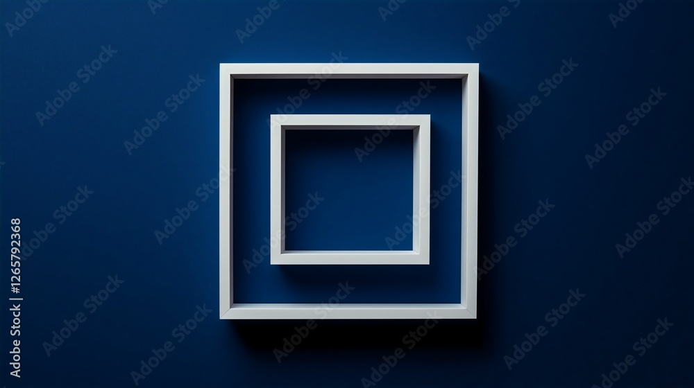 modern abstract blue square frame with shadows on dark background modern abstract blue square frame with shadows on dark background