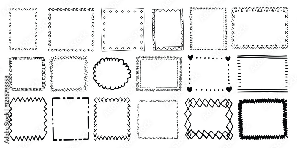 Rectangle frame line. square shape outline on hand draw style. vector illustration isolated Rectangle frame line. square shape outline on hand draw style. vector illustration isolated