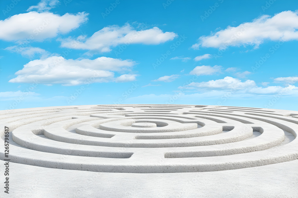 Aerial view maze for business plan, innovation concept with blue sky Aerial view maze for business plan, innovation concept with blue sky