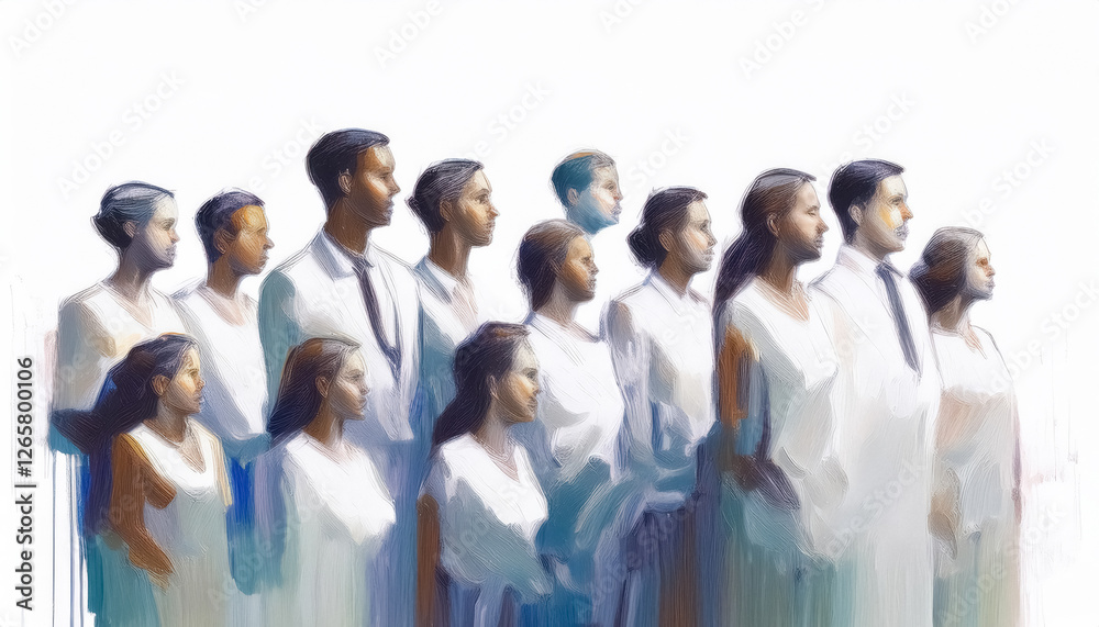 serene group portrait: diverse individuals in harmonious unity serene group portrait: diverse individuals in harmonious unity