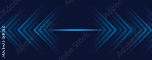Striking digital background featuring converging blue chevron patterns and a central light source that creates a sense of depth and directional focus