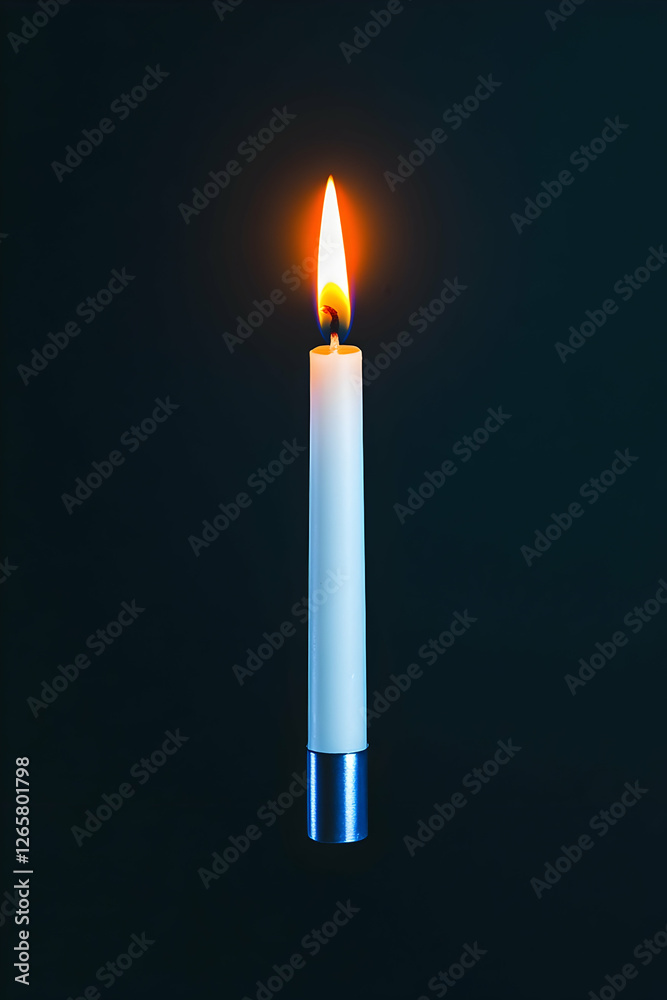 Candle burning bright on a dark background for ambiance, memorial, or ceremony