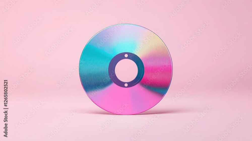 Iridescent Disc On Pink Background Iridescent Disc On Pink Background