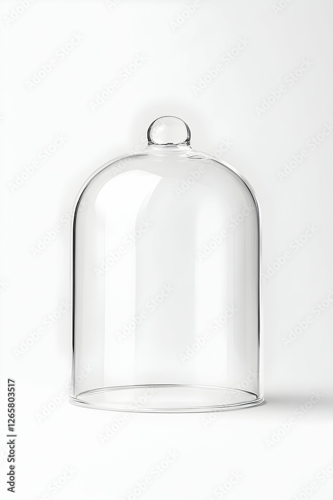 Obraz premium Clear glass dome used for food display, centerpiece, or decoration against white