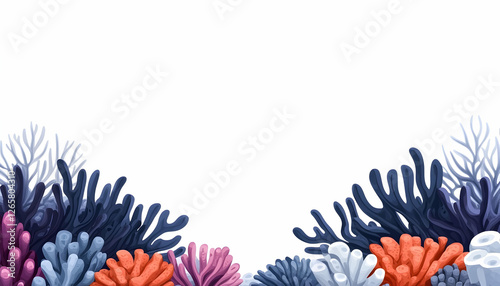 Fototapeta Naklejka Na Ścianę i Meble -  Colorful underwater coral reef ecosystem, ideal for education, background, illustration