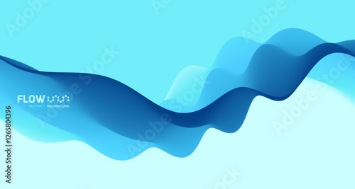 Blue abstract ocean seascape. Sea surface. Realistic landscape with waves. Nature background. Cover design template. 3d vector illustration for banner, flyer, poster or brochure.