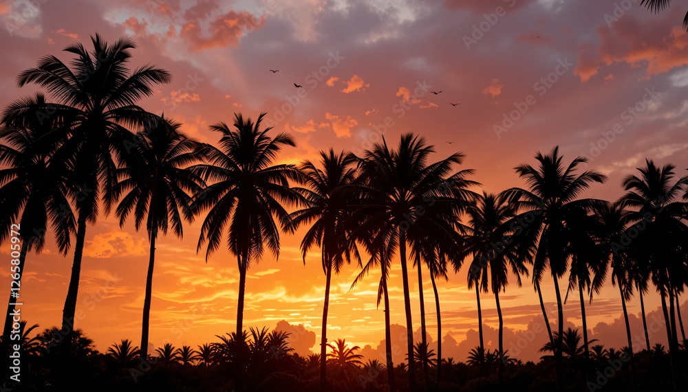 Pixelated Silhouette Palm Trees At Sunset Pixelated Silhouette Palm Trees At Sunset