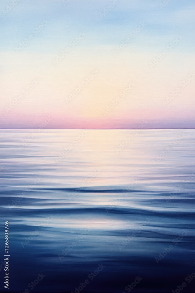 custom made wallpaper toronto digitalA serene seascape with soft waves reflecting gentle hues of blue and pastel colors in the sky, ideal for backgrounds, wellness themes, or relaxation imagery in marketing materials,