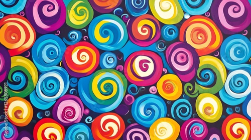 Vibrant Colorful Swirls Abstract Painting Artwork