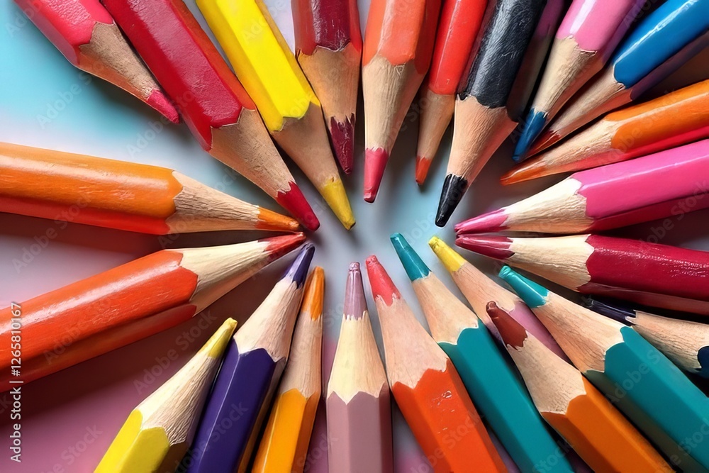 Colorful Pencils in a Circular Arrangement Colorful Pencils in a Circular Arrangement