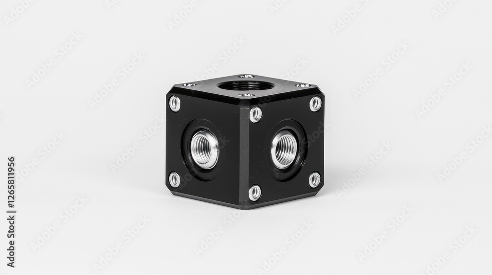 Black cube connector on white background; engineering design Black cube connector on white background; engineering design