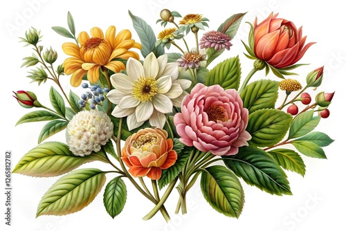 Wallpaper Mural Botanical Garden Vintage Flower. Vintage Botanical Illustration, Vintage Flowers Illustration, Floral print, floral wall art, Scrapbook digital paper...
 Torontodigital.ca