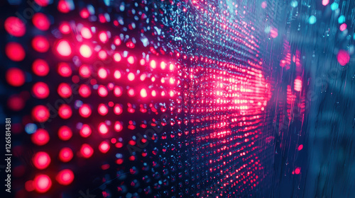 Wallpaper Mural Close-up view of glowing neon sign with raindrops and cyberpunk reflections at nighttime Torontodigital.ca