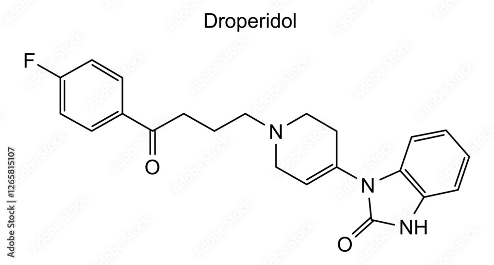 Chemical structure of droperidol, drug substance Chemical structure of droperidol, drug substance
