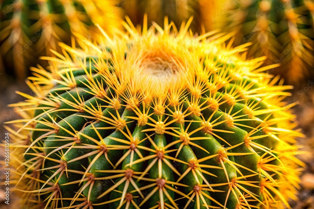 Golden Barrel Cactus Close-up, Shallow Depth of Field, Desert Plant, Succulent, Botanical Photography Golden Barrel Cactus Close-up, Shallow Depth of Field, Desert Plant, Succulent, Botanical Photography