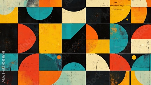 Abstract Geometric Composition of Circles and Squares