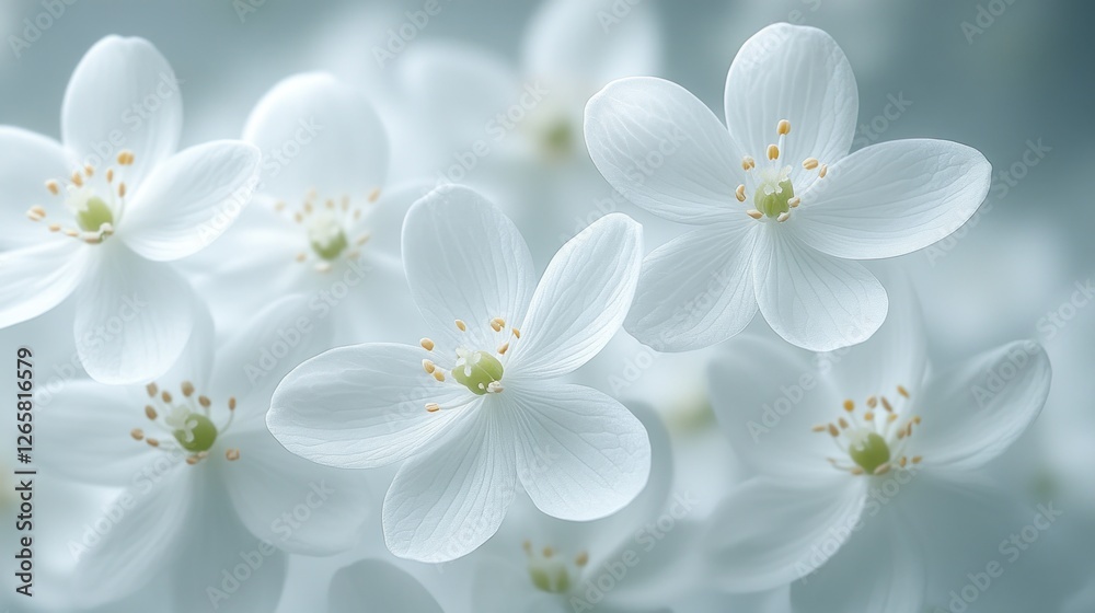 Obraz premium White flowers, close-up, soft background, serenity
