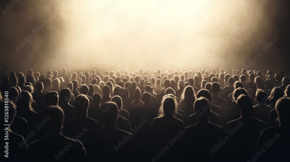 Obraz premium Large audience watching a show, stage lights