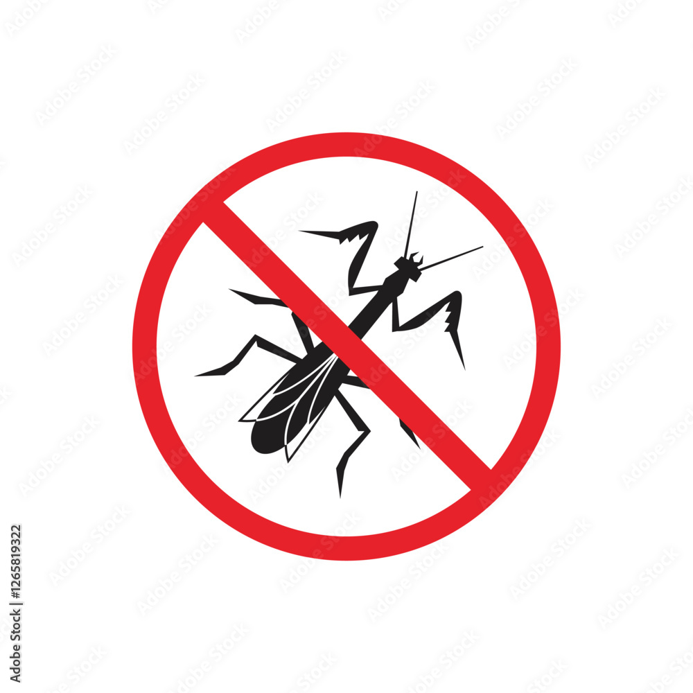 prohibited and dangerous signs. mantis danger. it is forbidden to bring mantis