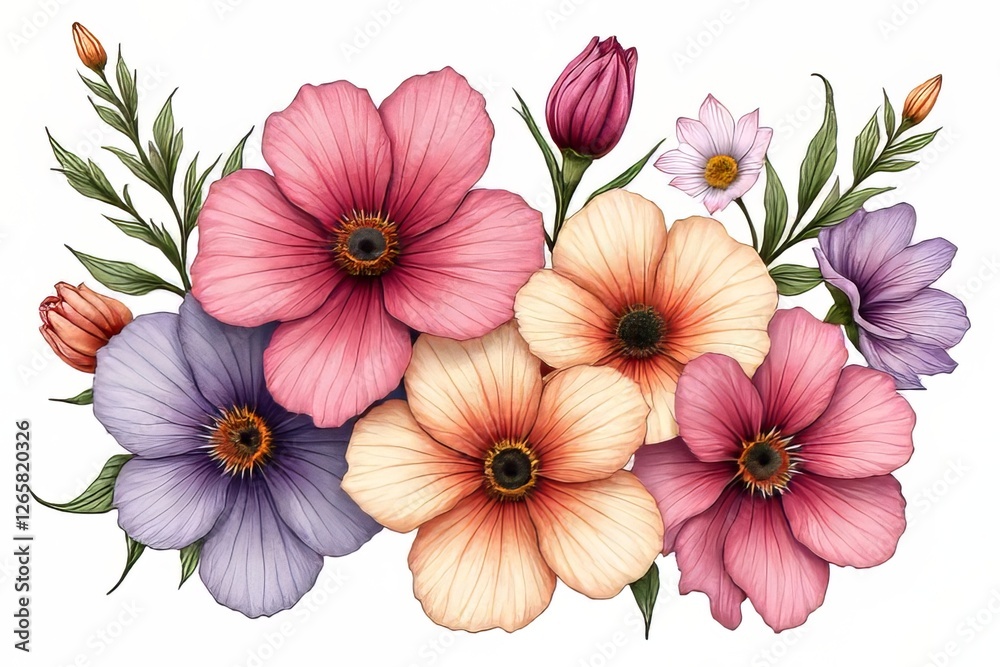 Fototapeta premium Delicate Floral Arrangement with Pastel Colors