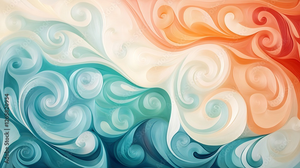 Abstract swirling teal and orange artistic design Abstract swirling teal and orange artistic design