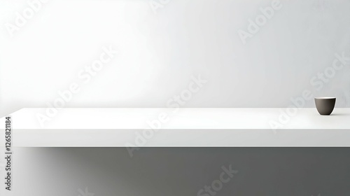 Wallpaper Mural White Minimalist Shelf with Small Brown Object Torontodigital.ca