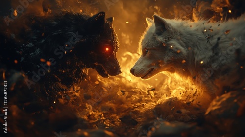 Battle of two wolves – clash of light and darkness