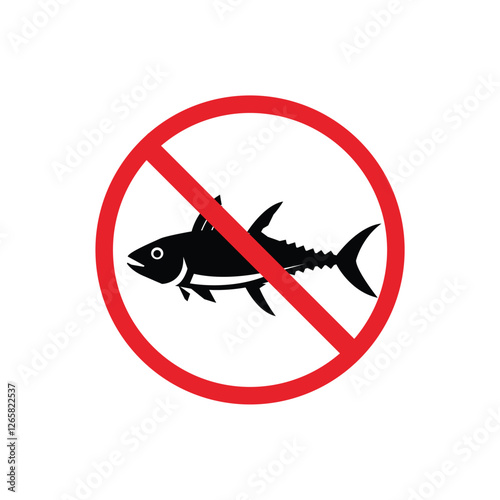 prohibited and dangerous signs. tuna danger. it is forbidden to bring tuna 