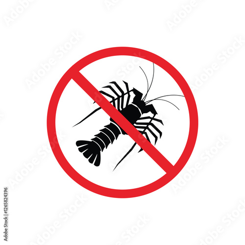 prohibited and dangerous signs. lobster danger. it is forbidden to bring lobster