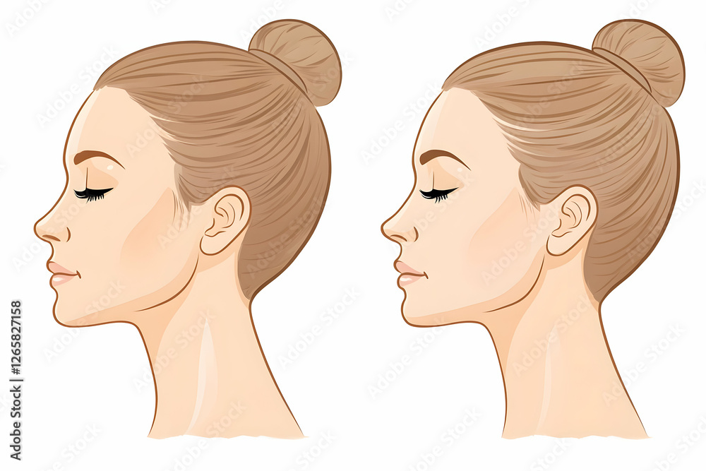 Side view of woman with closed eyes showing face structure for medical use Side view of woman with closed eyes showing face structure for medical use